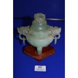 Jade Lidded Pot with Rings