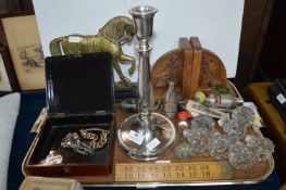 Collectibles Including Book Ends, Table Lamp, Glass Furniture Knobs, etc.