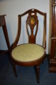 Edwardian Inlaid Bedroom Chair with Inset Panel Featuring Portrait of a Young Lady