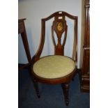 Edwardian Inlaid Bedroom Chair with Inset Panel Featuring Portrait of a Young Lady