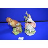 Continental Figurine of a Lady Reading and a Royal Worcester Jay