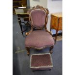 Victorian Mahogany Nursing Chair with Matching Foot Stool