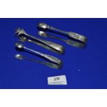 Three Hallmarked Sterling Silver Sugar Tongs