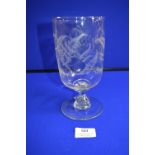 Large Etched Glass Goblet