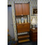Ladderax Single Narrow Unit Black Framed with Two Teak Sections and Two Shelves