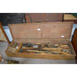 Victorian Wooden Toolbox and Assorted Wood Handled Tools, etc.