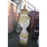 Victorian Terracotta Urn with Lid on Plinth 7ft tall