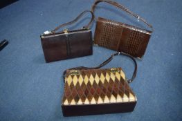 Three Vintage Snakeskin Handbags