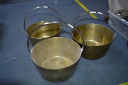 Three Victorian Brass Jam Pans