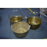 Three Victorian Brass Jam Pans