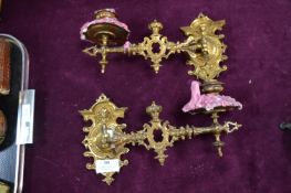 Pair of Victorian Brass Candle Wall Sconces