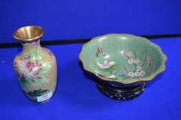 Oriental Cloisonne Dish and Vase