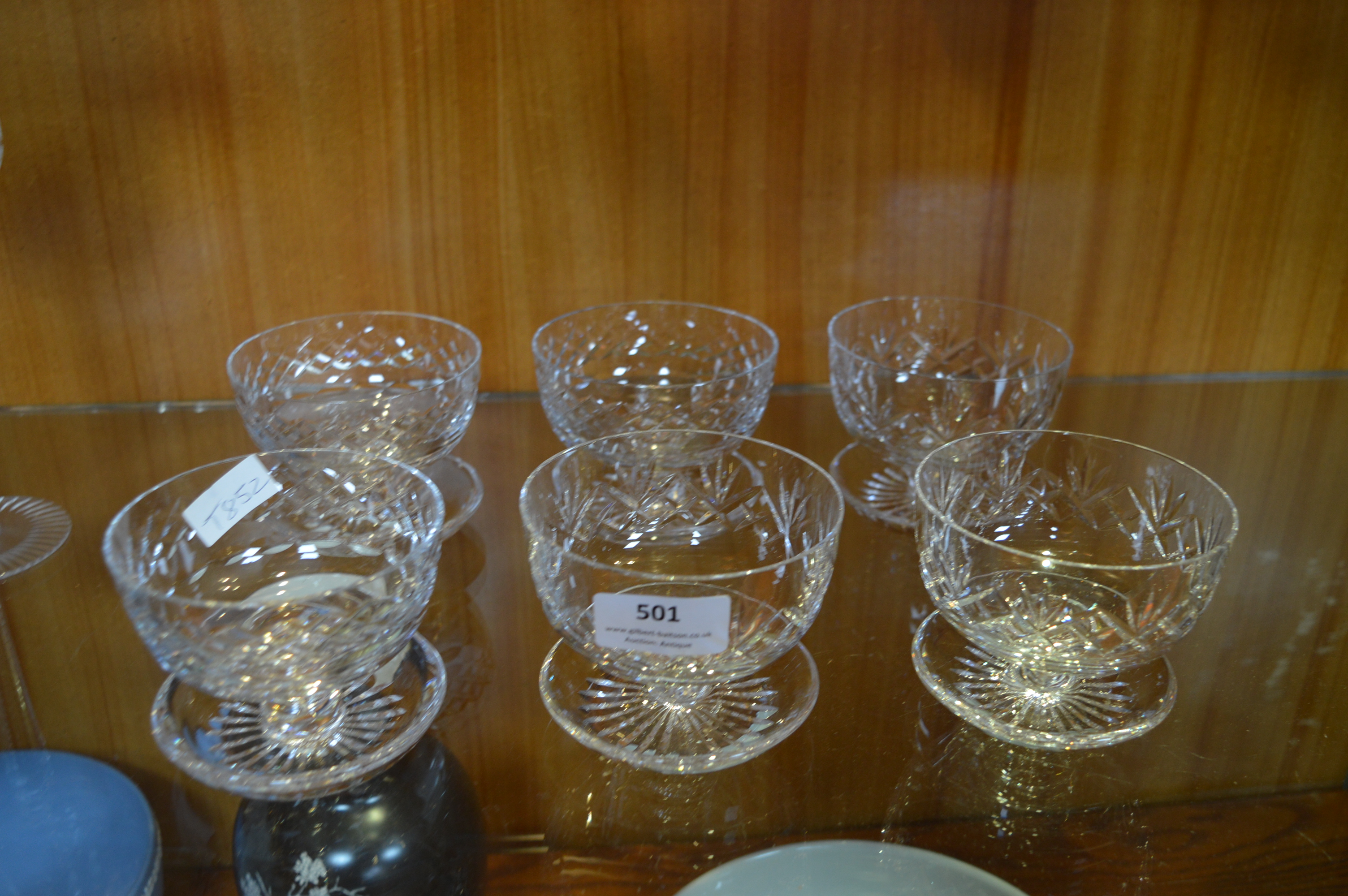 Set of Six Cut Crystal Dessert Dishes