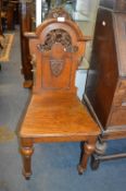 Carved Mahogany Hall Chair with Acanthus Leaf Shield