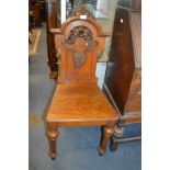 Carved Mahogany Hall Chair with Acanthus Leaf Shield