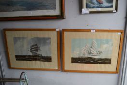 Two Framed Watercolours of Sailing Ships