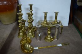 Brass Candlesticks, Kettle Stand, Ladle, etc.