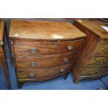 Small 18th Century Figured Mahogany Bow Front Three Drawer Chest