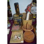 Vintage Tins, Baskets, Lacquered Boxes, etc.