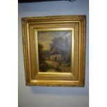 Oil on Canvas Cottage Scene by J. Williams 1896