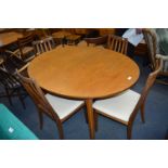 G-Plan Oval Dining Table and Four Cream Upholstered Chairs