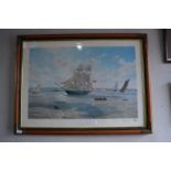 Signed Limited Edition Print by Steven Dews of the Whaler Phoenix off Greenwich