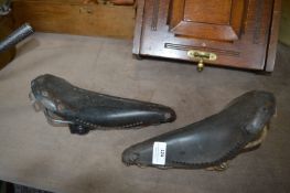Two Vintage Leather Bicycle Saddles by Brookes & Lycett