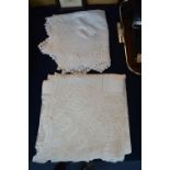 Two Crochet Edged Table Clothes Commemorating The End of the First World War