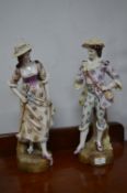 Pair of Dresden Style Figures 43cm tall