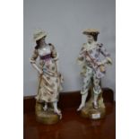 Pair of Dresden Style Figures 43cm tall