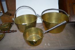 Three Victorian Brass Jam Pans