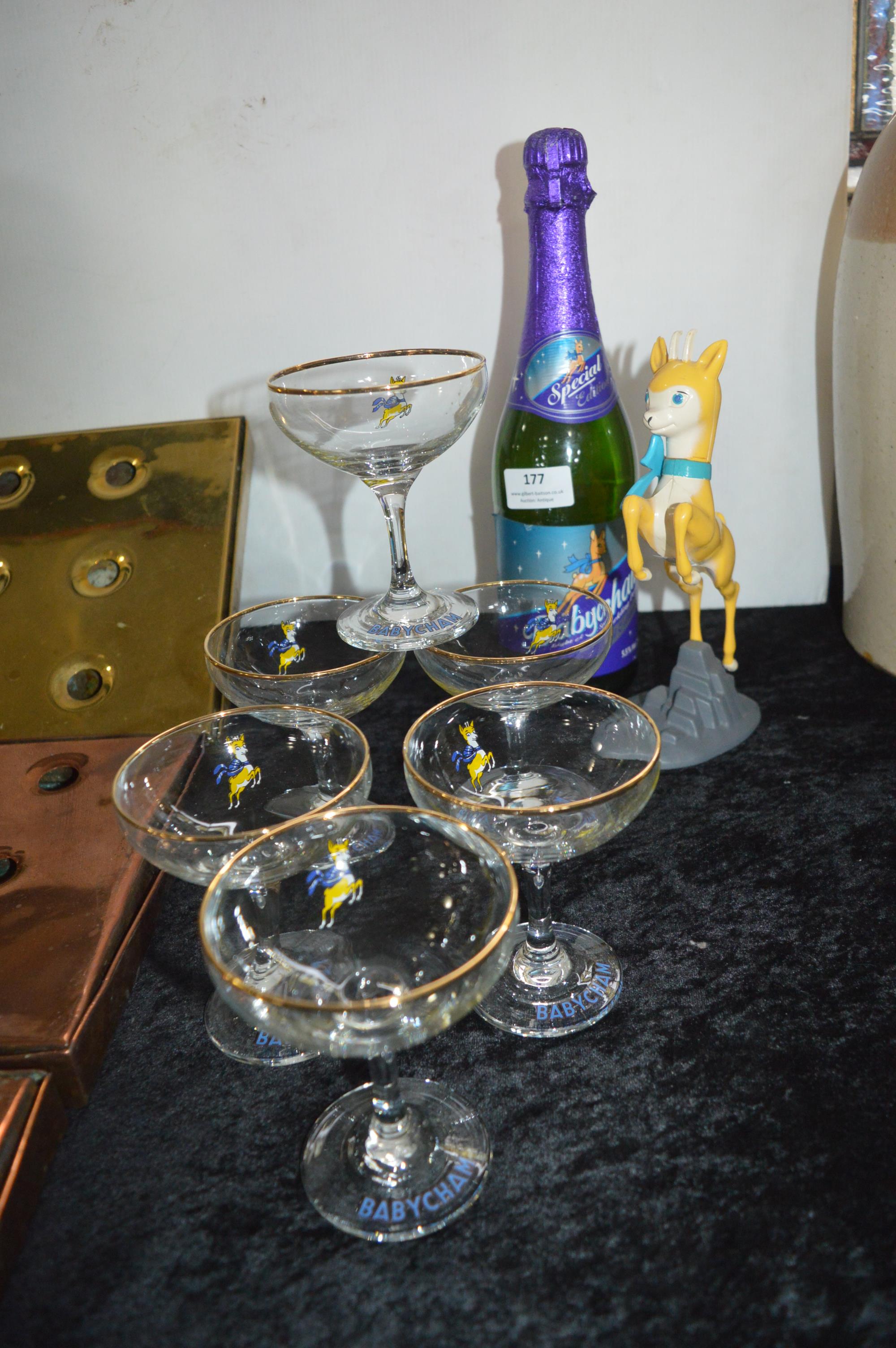 Babycham Special Edition plus Set of Six Glasses and a Babycham Bambi