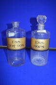 Two Victorian Chemists Bottles (one missing stopper)