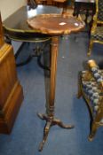 Edwardian Mahogany Plant Stand with Pie Crust Top on Carved Tripod Base