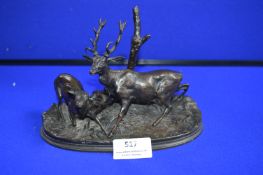 French Reproduction Bronze Figure of a Stag and Hind after P.J Mene