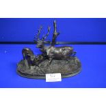 French Reproduction Bronze Figure of a Stag and Hind after P.J Mene