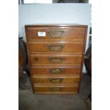 Six Drawer Oak Sewing Cabinet and Contents