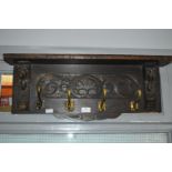 Continental Carved Oak Wall Mounted Coat Rack