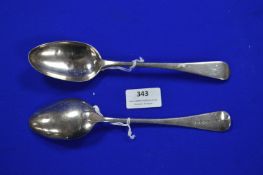 Two Hallmarked Silver Old English Spoons - London 1777 & 1789, ~110g gross