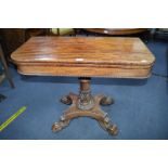 Victorian Figured Mahogany Tea Table on Carved Pedestal with Ball & Claw Feet