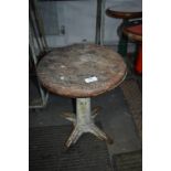 Singer Adjustable Sewing Stool with Wooden Seat on Cast Iron Base