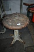 Singer Adjustable Sewing Stool with Wooden Seat on Cast Iron Base