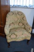 Large Upholstered Easy Chair on Cabriole Legs