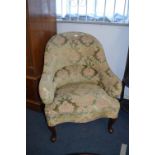 Large Upholstered Easy Chair on Cabriole Legs