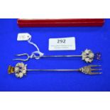 Birmingham Hallmarked Sterling Silver Thistle Pickle Fork Set