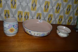 Poole Pottery Dish, Fruit Bowl and Vase