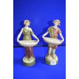 Pair of Royal Dux Figurines - Basket Carriers