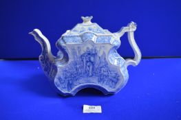 Blue & White Victorian Teapot with Indian Elephant Design