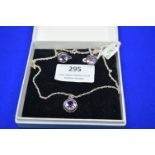 Sterling Silver & Amethyst Pendant and Earrings