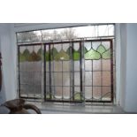 Three Leaded Glass Window panes 31" x 21"